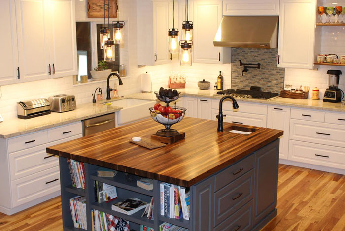 Rustic Walnut Butcher Block Countertop with Everlast Varnish Finish